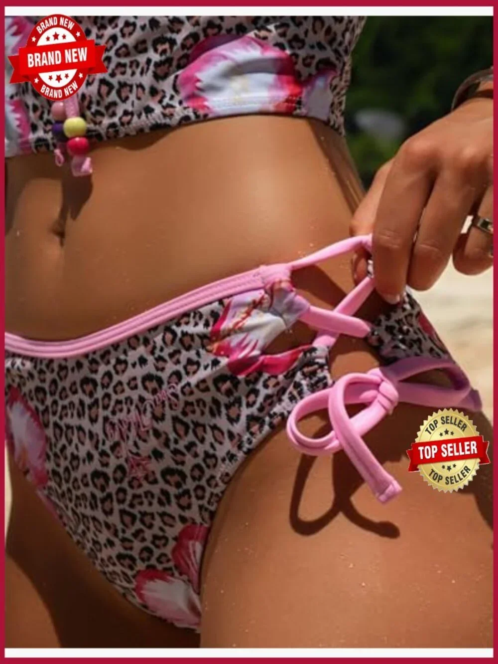 2-Piece Tankini Set, Ruched Bandeau Top & Side Tie Bottoms